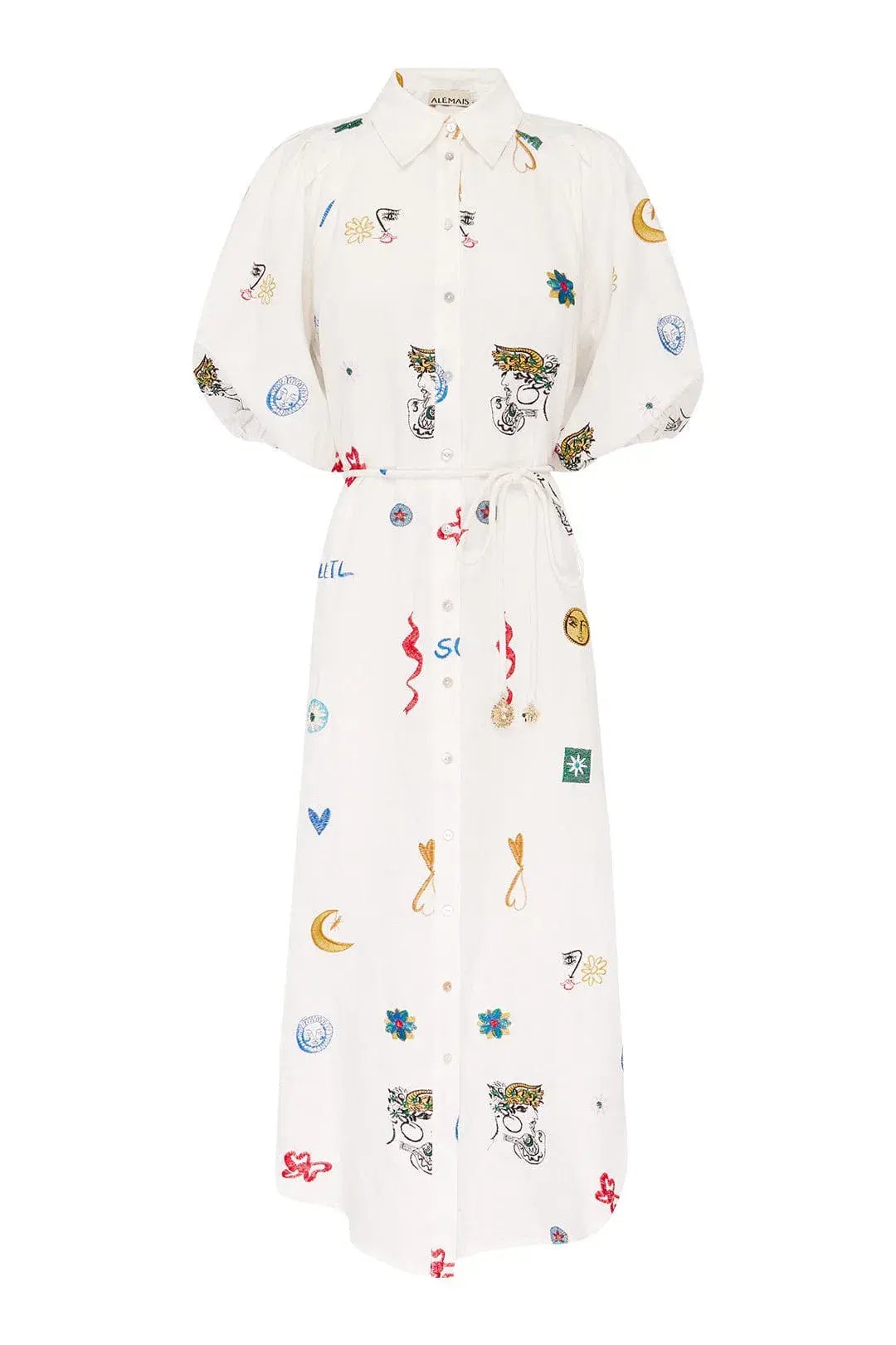 Alémais Soleil Embroidered Shirtdress White/Multi Size 12 photo 4