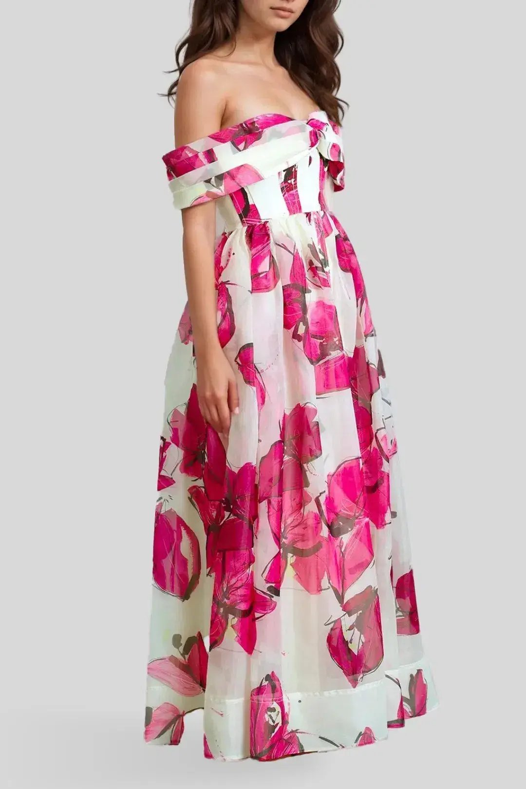 Aje Cordelia Corseted Maxi Dress in Falling Florals Pink Size 10 photo 2