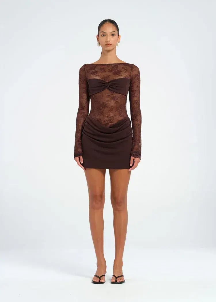 Benni Oskar Mini Dress Brown Size 6 photo 6