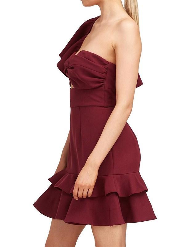 Keepsake the Label Delight Asym Mini Dress Burgundy Size M photo 4