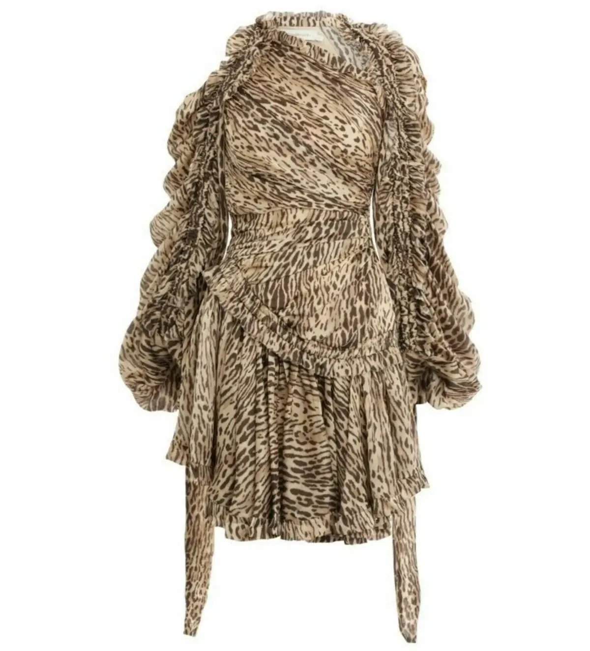 Zimmermann Espionage Drawn Mini Dress Leopard Print Size 0 / AU 8 photo 5