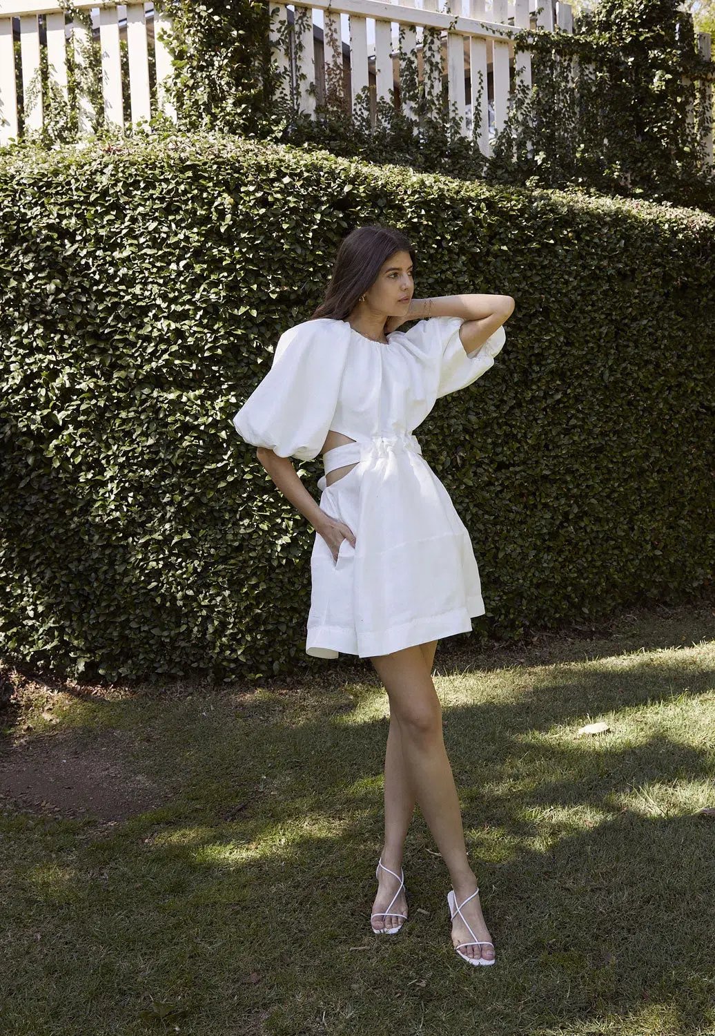 Aje Mimosa Cut Out Mini Dress White Size 8 photo 2