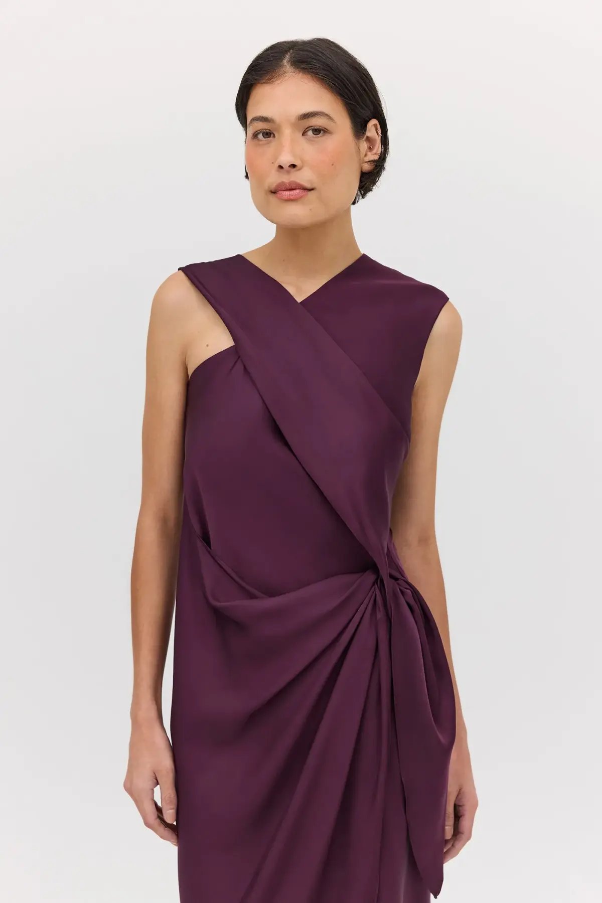 Bianca Spender Aubergine Satin Deviation Gown Size 10 photo 2