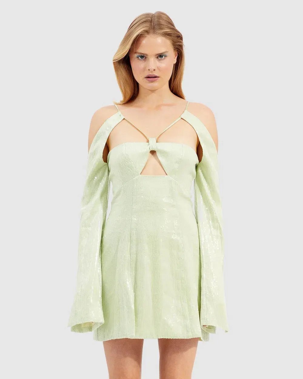 Alice McCall Night Sky Mini Dress in Lime Cream Size 6 photo 2