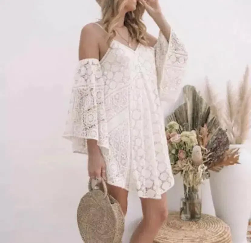 Spell and the Gypsy Imperial Lace Mini Dress Off White Size XS / AU 6 photo 3