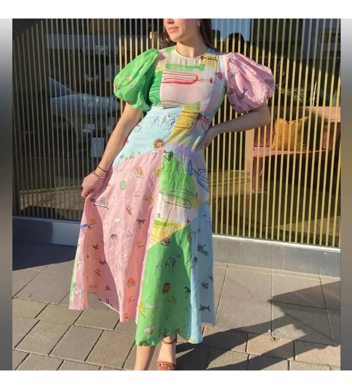 Alemais Jet Midi Dress Multi Print Size AU 8 photo 2