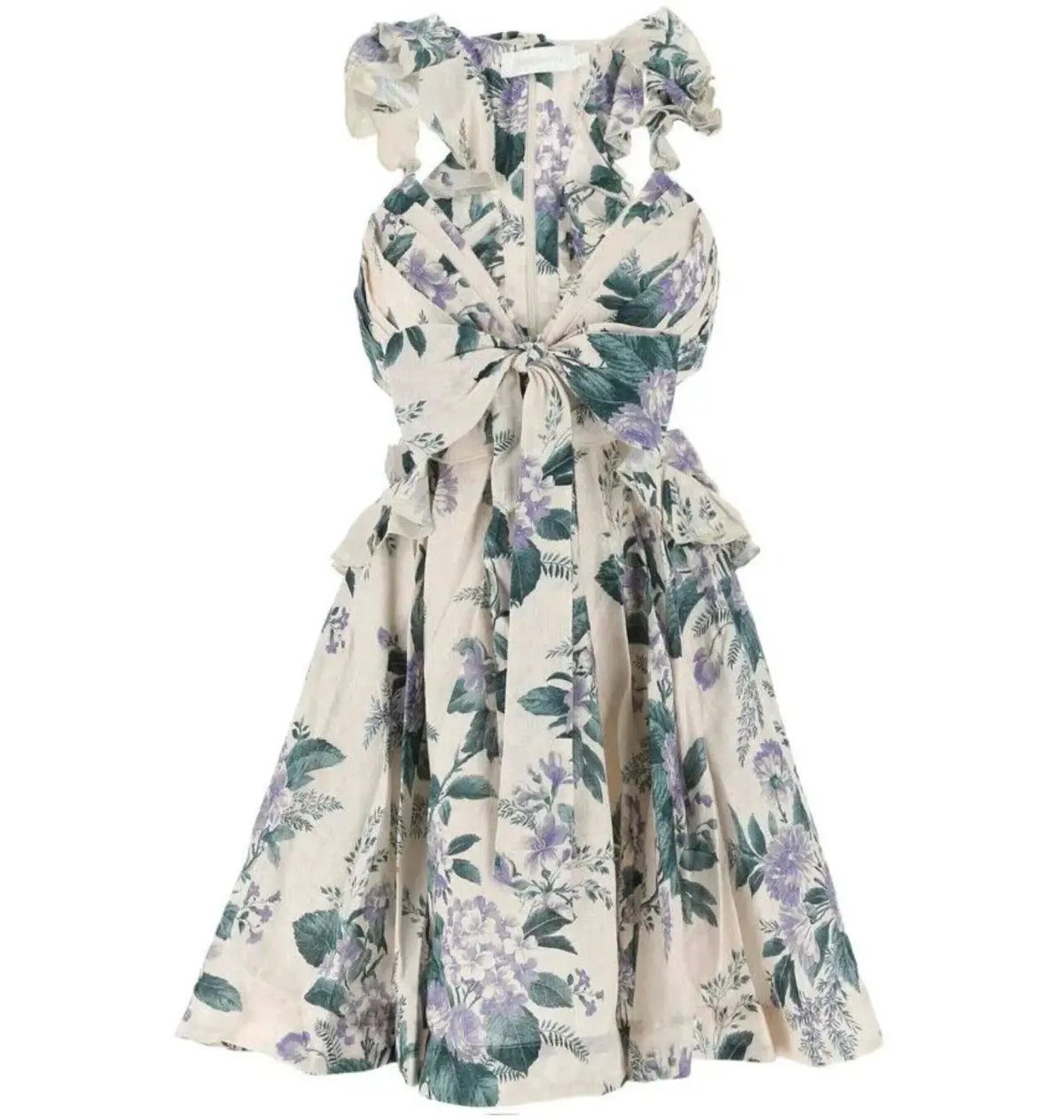Zimmermann Cassia Ruffle Mini Dress Hydrangea Floral Size 3 / AU14 photo 4