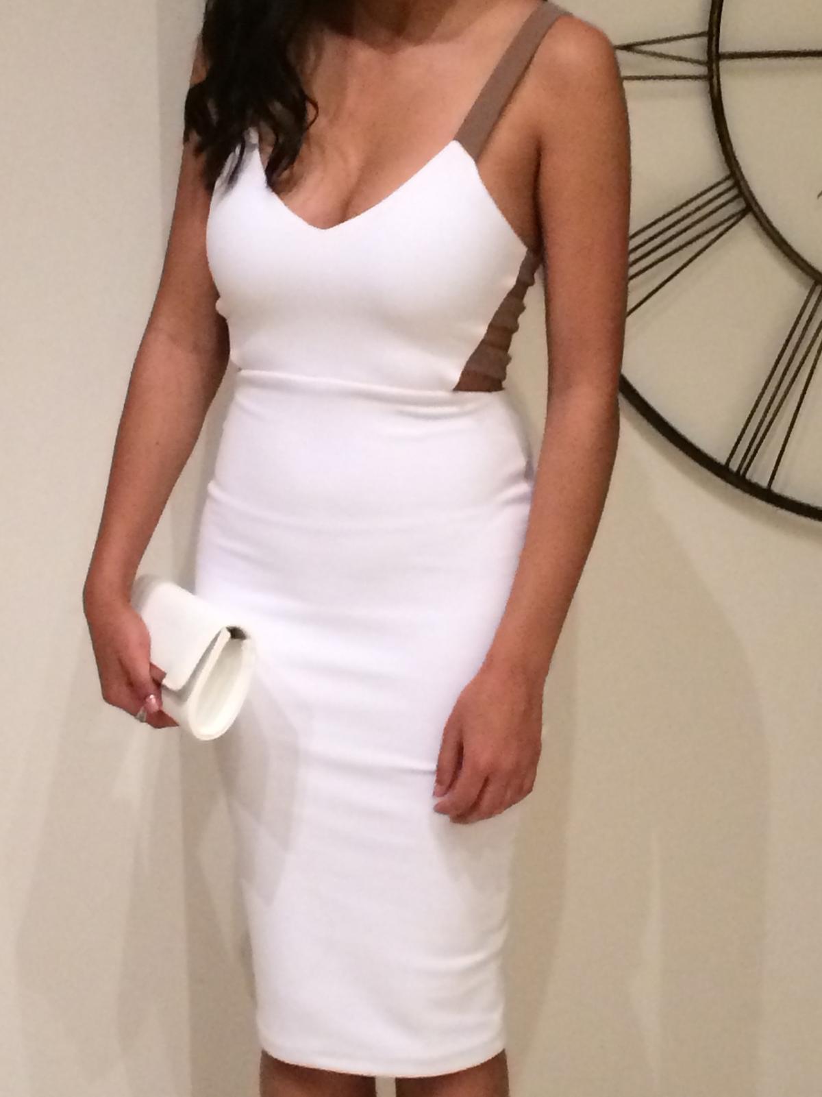 Nookie Strappy Back Bodycon Dress White Size 8 photo 4