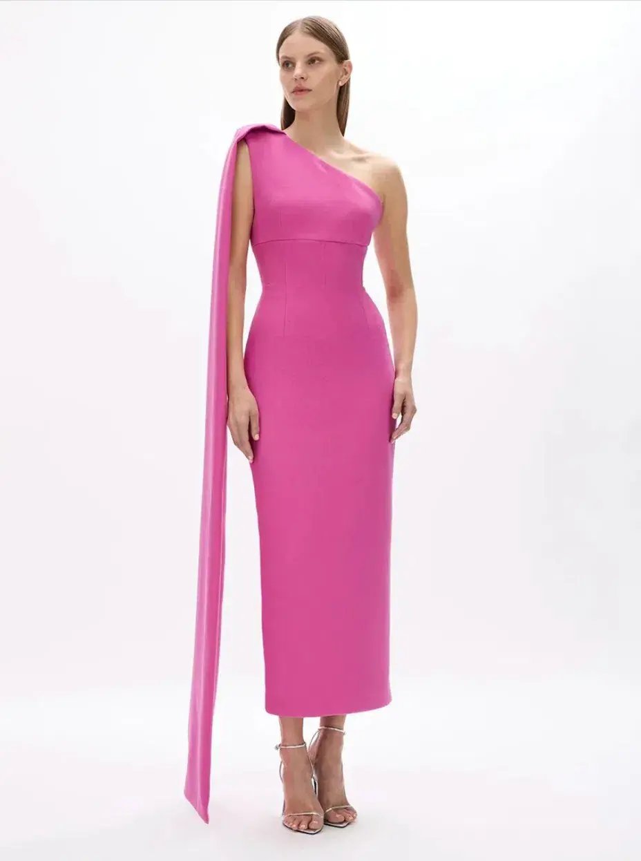 Rachel Gilbert Clara Midi Dress Hot Pink Size AU 6 photo 3