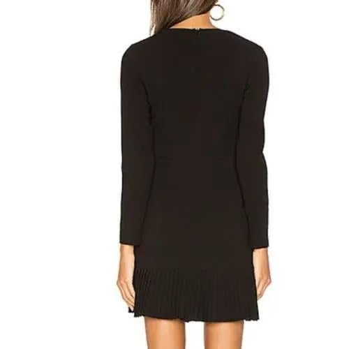 Rebecca Vallance Beltran Pleat Hem Mini Dress Long Sleeve Black Size AU 8 photo 3