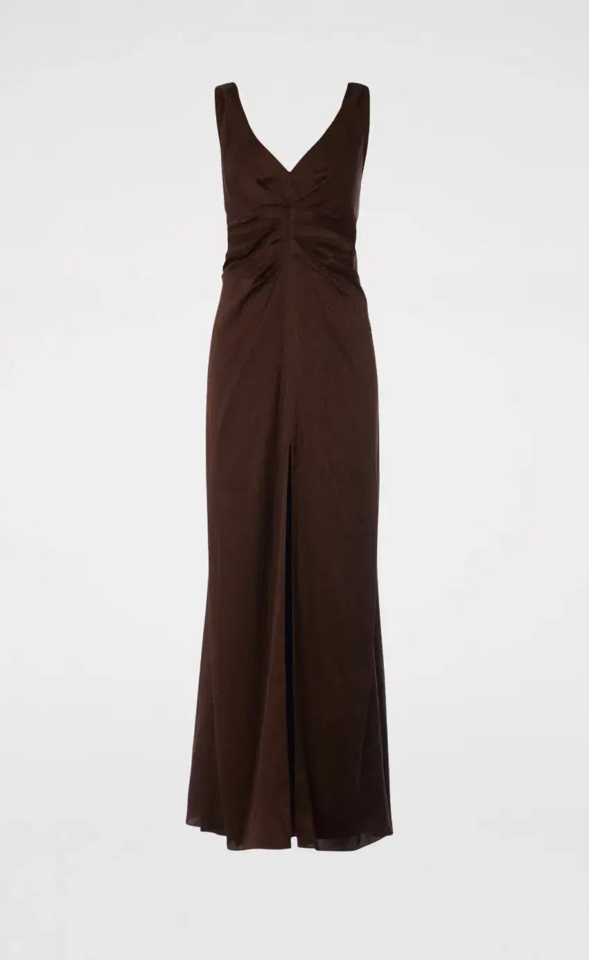 Scanlan Theodore Silk Jacquard Gown Chocolate Brown Size 12 photo 5