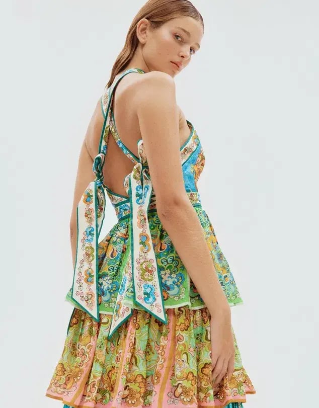 Alemais Dreamer Halter Tier Midi Dress Multi Size 10 photo 5