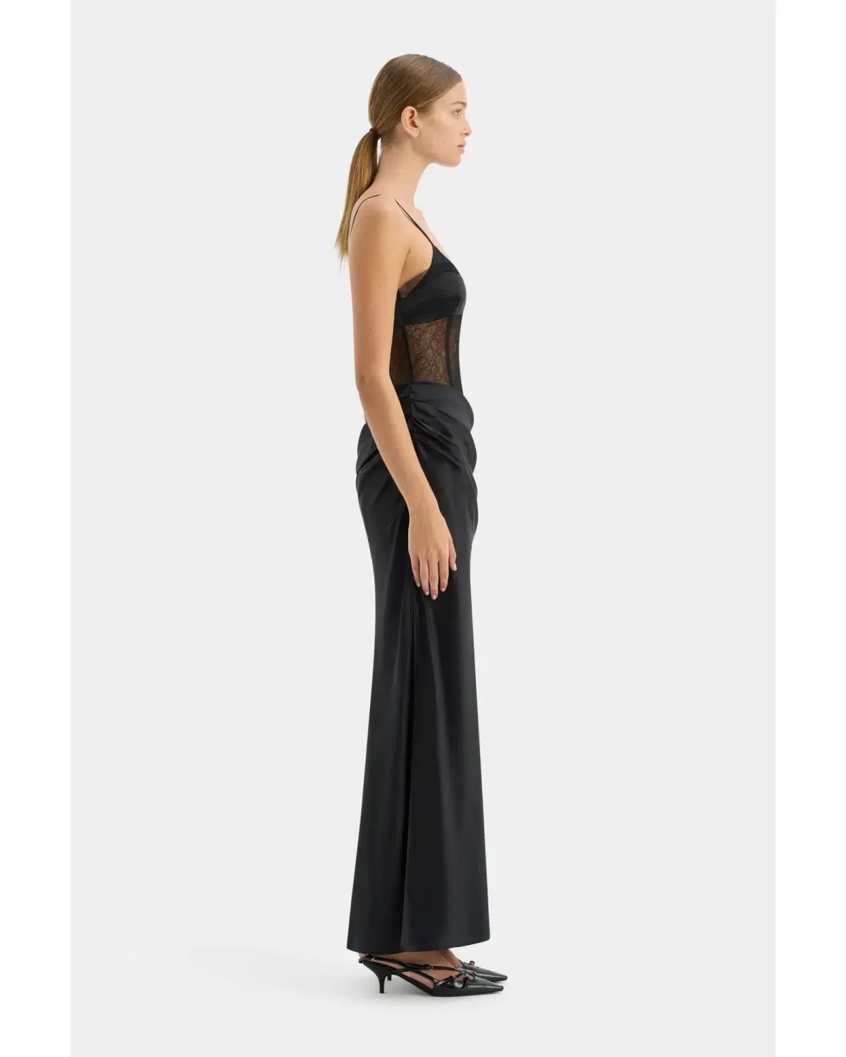 Sir the Label The Dunya Draped Gown in Black Size AU 10 photo 3