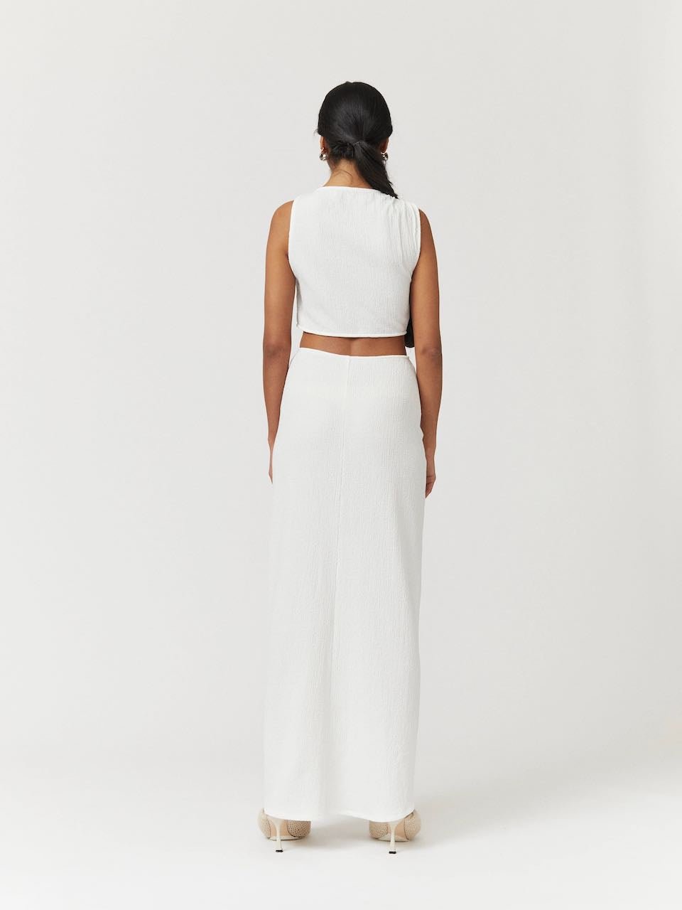 SUBOO JACQUI SLEEVELESS CROSS OVER MIDI DRESS - WHITE photo 3