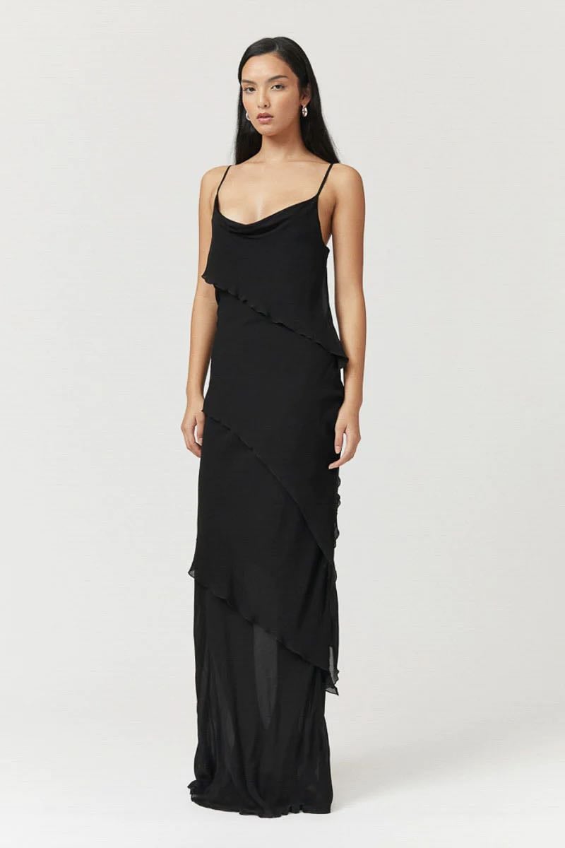 SUBOO TANYA STRAPPY COWL NECK DRESS - BLACK photo 2