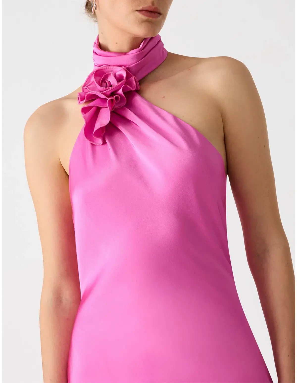 MISHA Teresa Rosette Detail Satin Maxi Gown Purple Rose Size 6/XS photo 4
