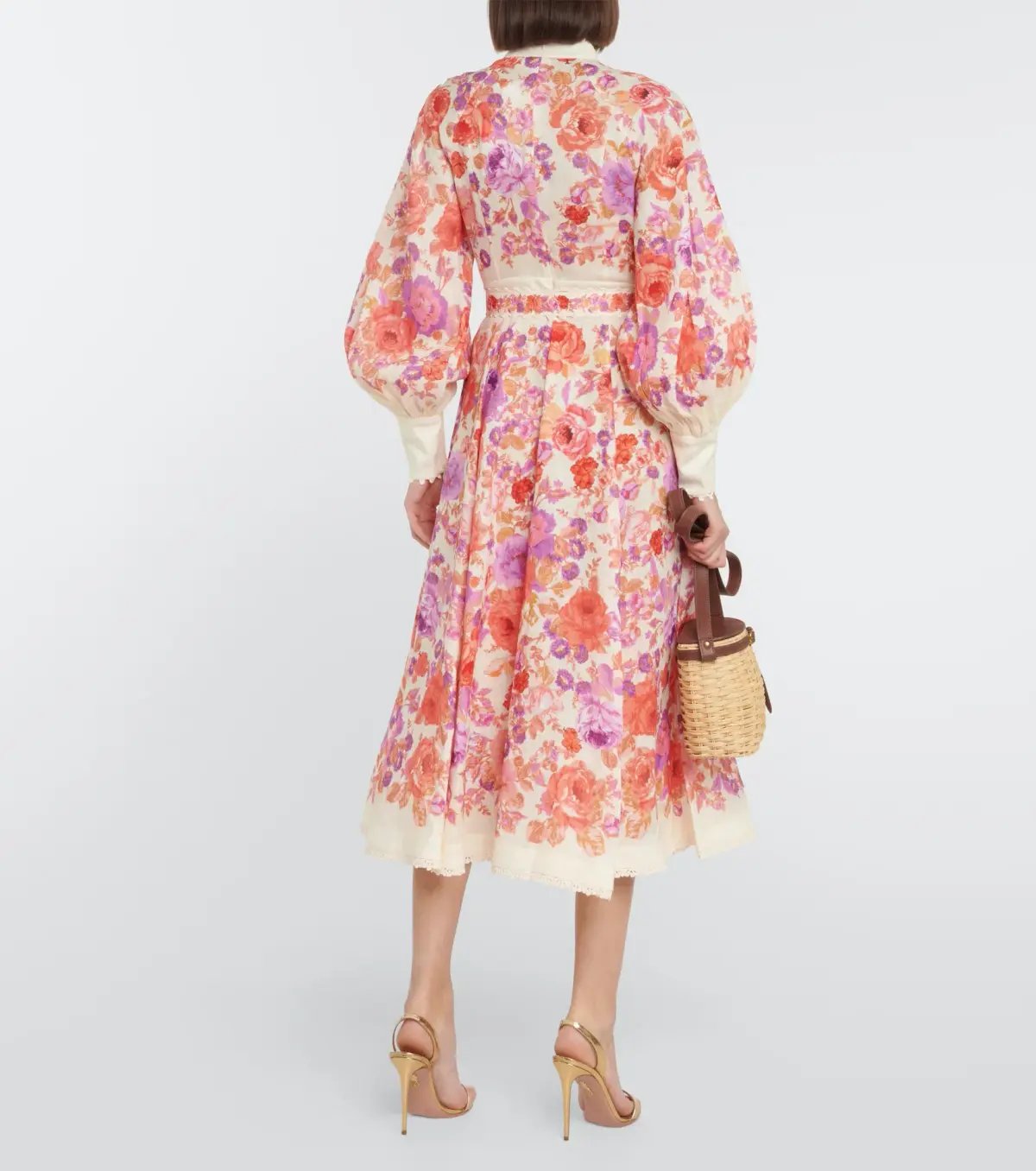 Zimmermann The Raie Billow Sleeve Midi Dress in Red/Purple Floral Size 3 / AU 14 photo 2