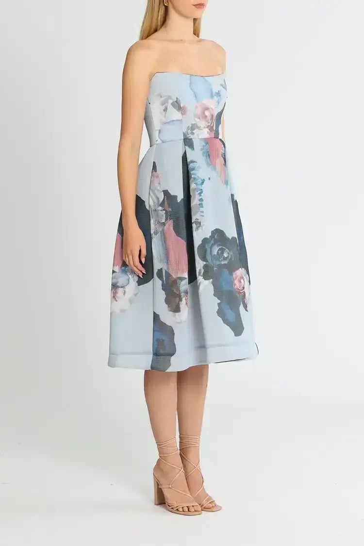 Nicholas Floral Mesh Ball Dress Print Size 8 photo 2