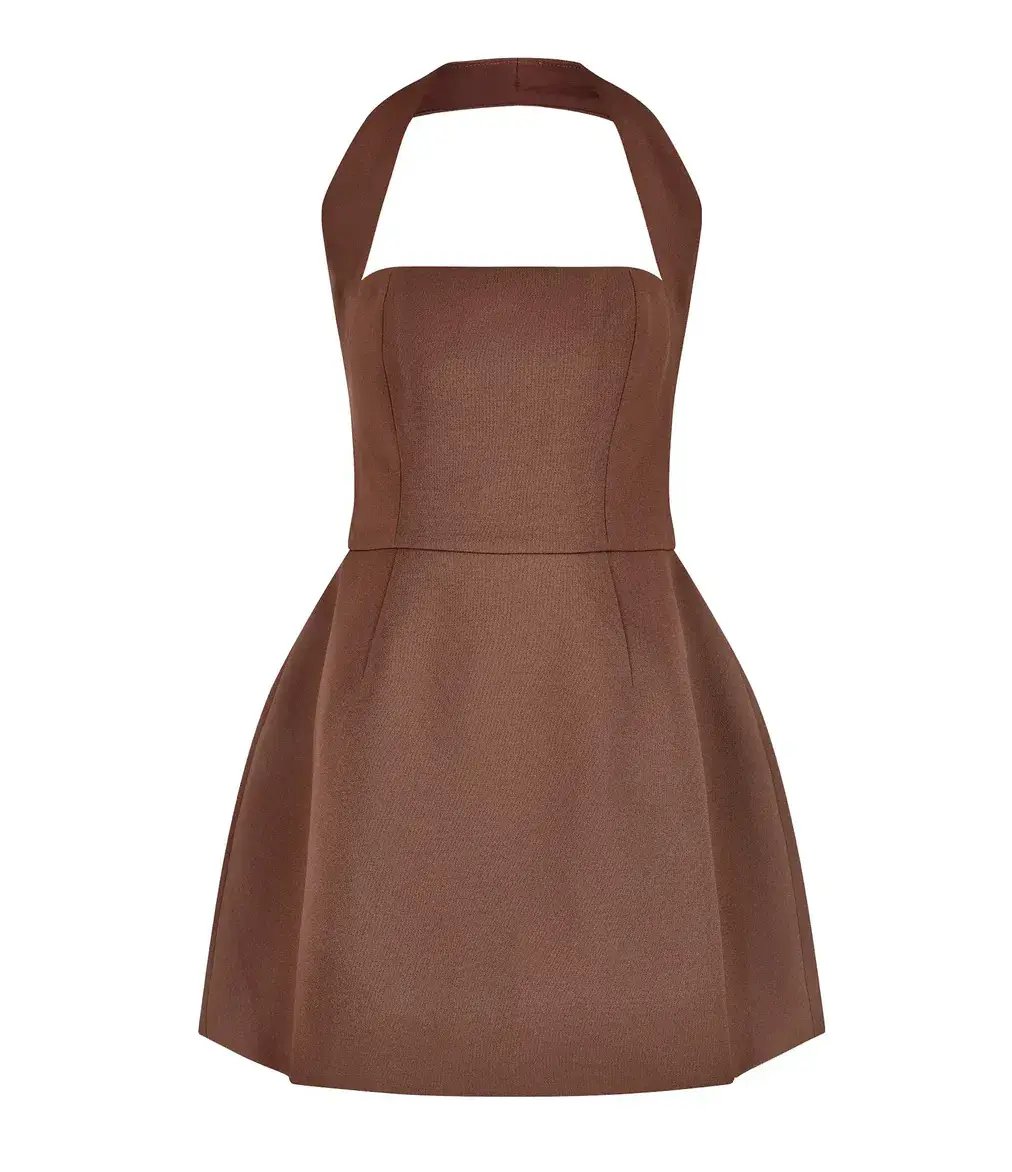 Odd Muse Structure Mini Dress Chocolate Size AU 8 photo 4