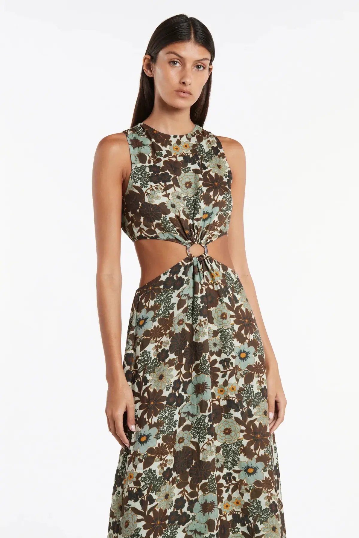 Sir The Label Constantine Cut-Out Midi Dress in Print - Size 8 photo 2