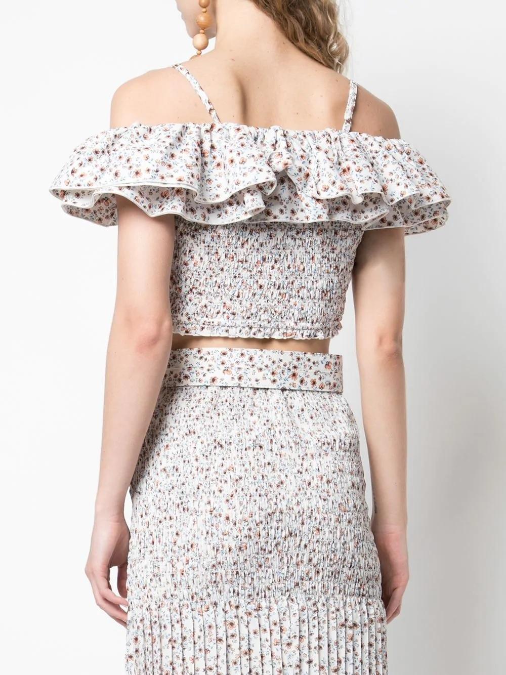 Nicholas Ruffled Poppy Print Top and Skirt  SIze 6 photo 3