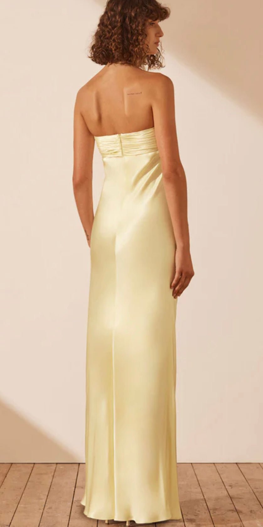 Shona Joy La Lune Strapless Ruched Maxi - Lemon photo 3