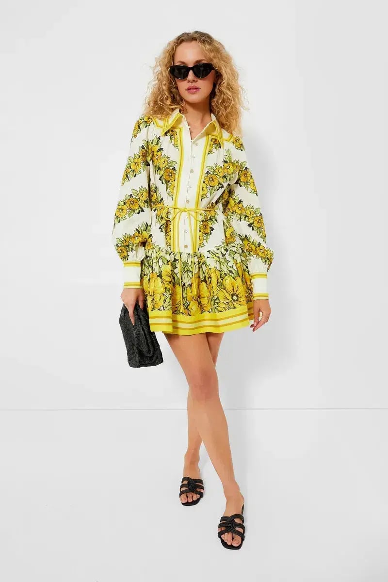 Alemais Gisela Mini Dress Yellow Floral Size 4 AU / 0 US photo 5