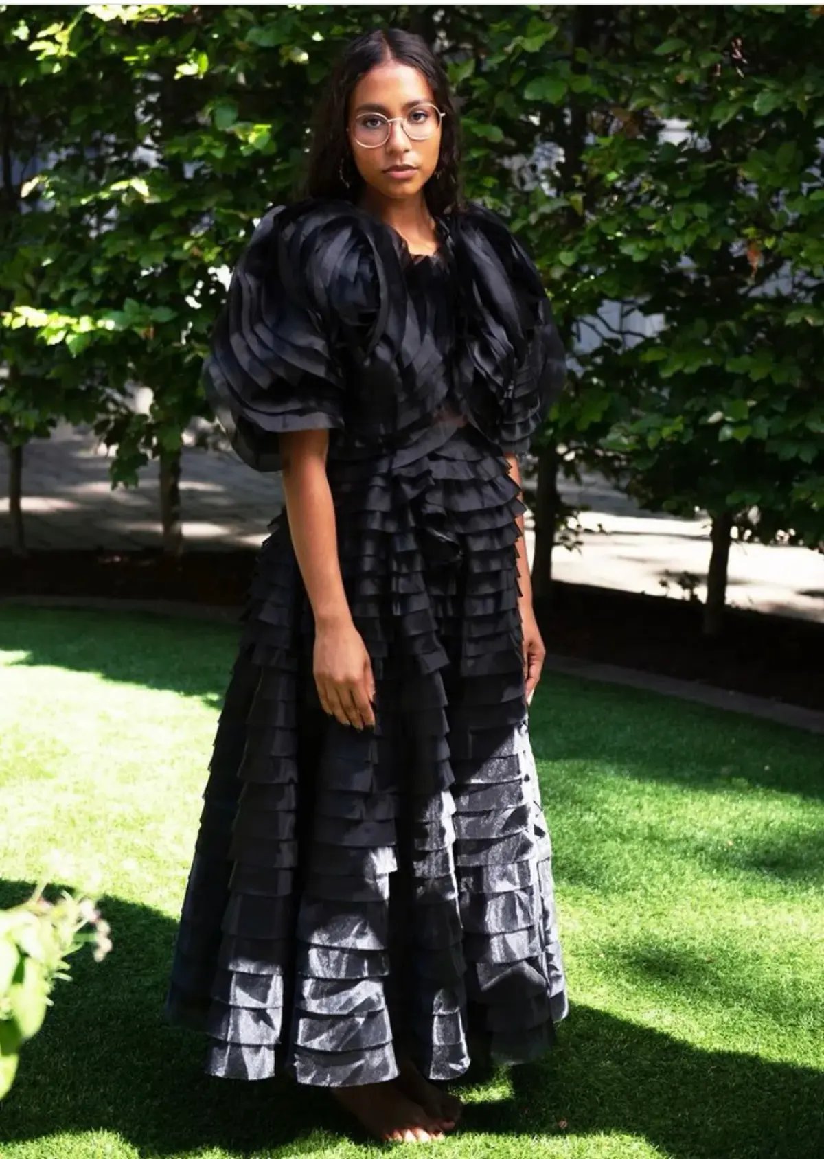 Aje Amour Ruffle Midi Dress Black Size 8 photo 7