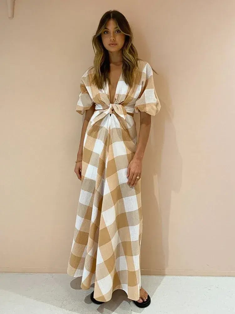 Significant Other Frida Dress In Caramel Check Print Size AU 6 photo 3