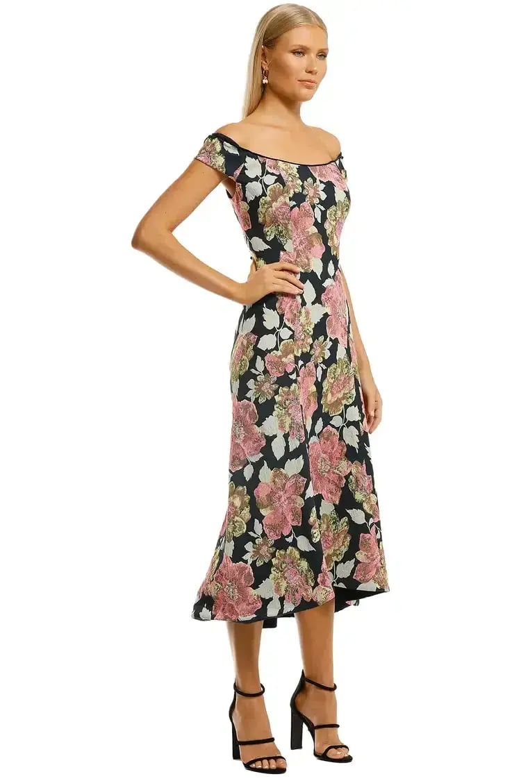 Moss and Spy Beatrice Midi A Line Dress Floral Multi Print Size 8 photo 2