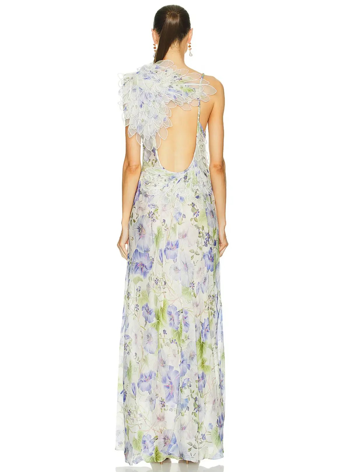 Zimmermann Natura Feather Slip Gown In Blue Floral Size 0 / AU 8 photo 4