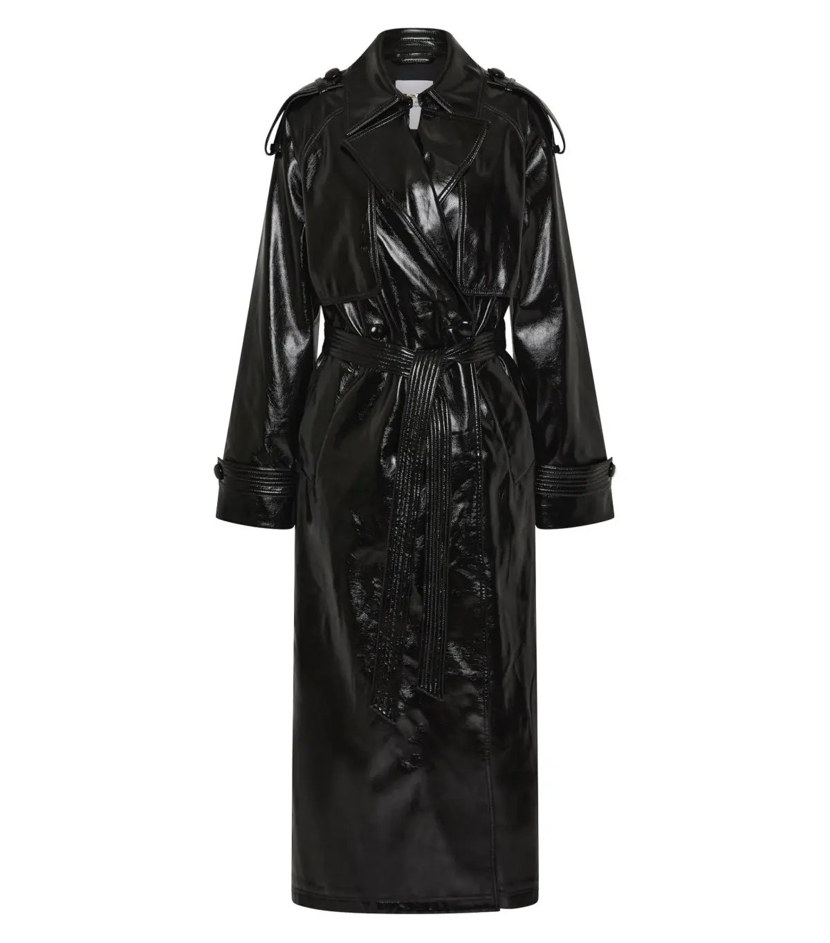 Aje Studio Raven Vegan Leather Trench Black Size AU 10 photo 5