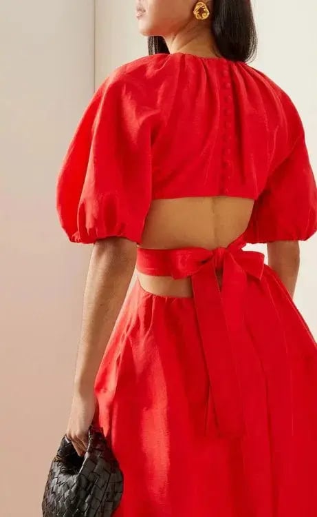 Aje Mimosa Cut-out Midi Dress Scarlet Red Size 6 photo 3