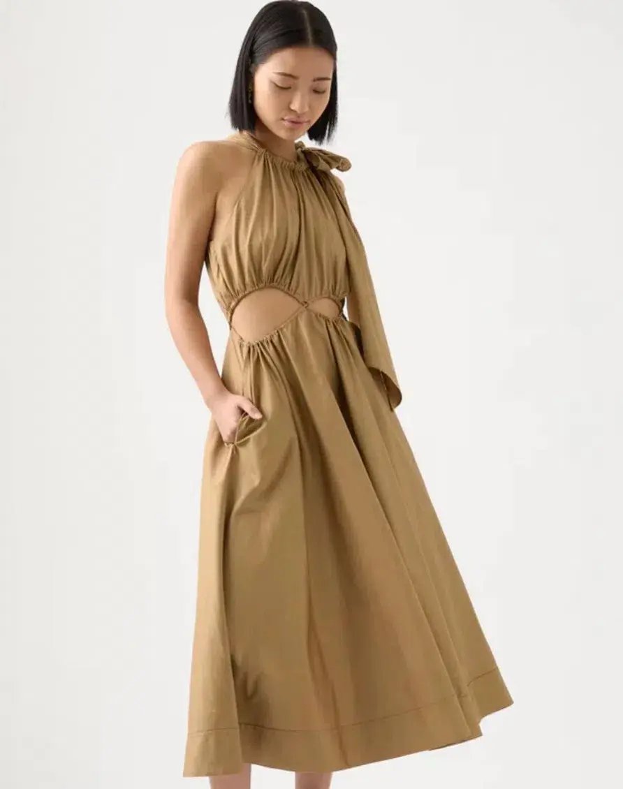Aje Henriette Tie Strap Midi Dress Brown Size 6 / XS photo 2