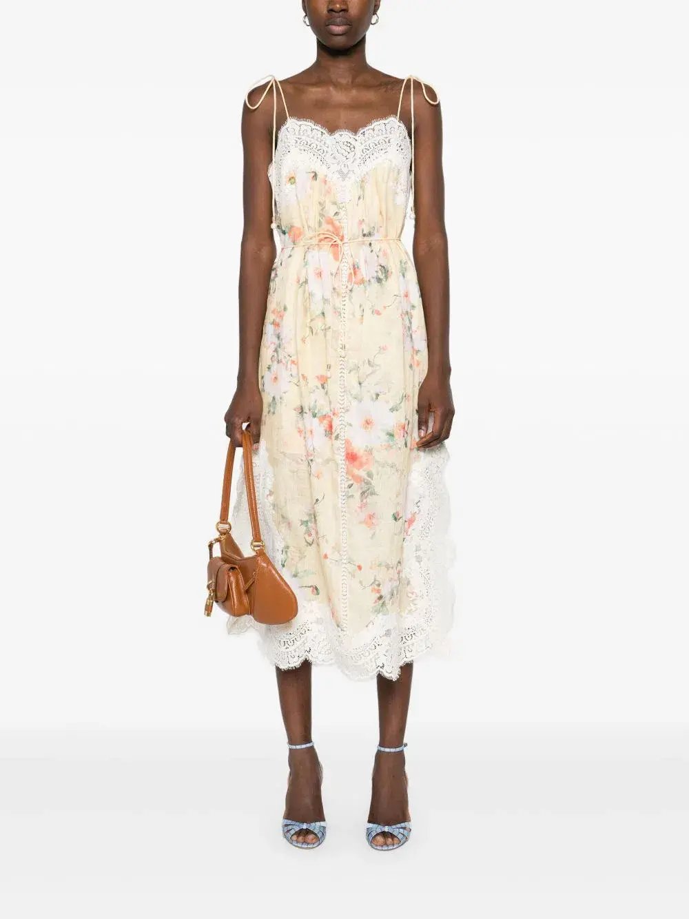 Zimmermann Everley Lace Slip Midi Dress Yellow Size 4 / AU 16 photo 3