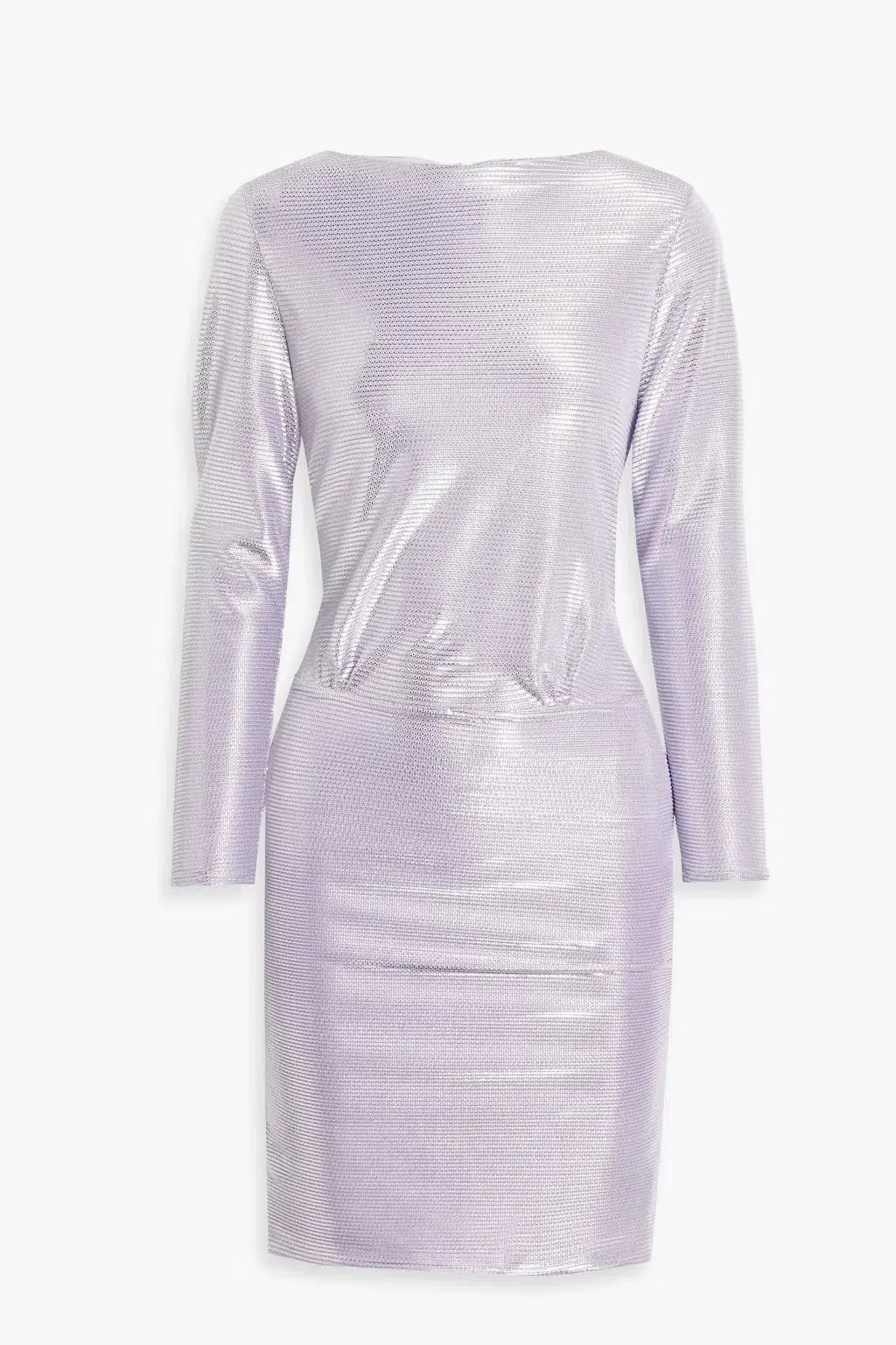 Maje Metallic Printed Ribbed Jersey Mini Dress Lilac Size 8 photo 4