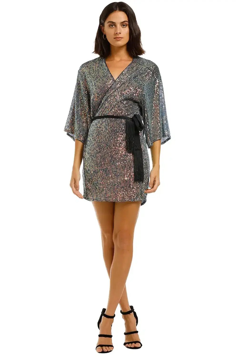 Winona Fantasia Wrap Dress Blue Multi Size 8 photo 2