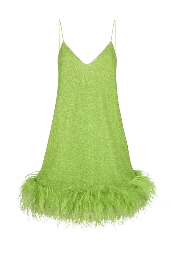 Oséree Lumière Plumage Short Dress Lime Size 6 photo 3