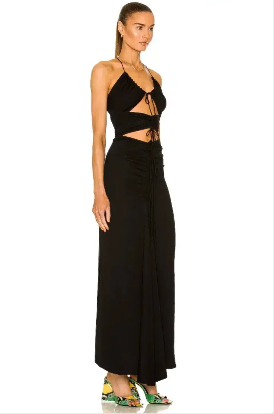 Christopher Esber Multi Panel Disconnect Ruched Halter Dress Black Size 4 AU photo 2