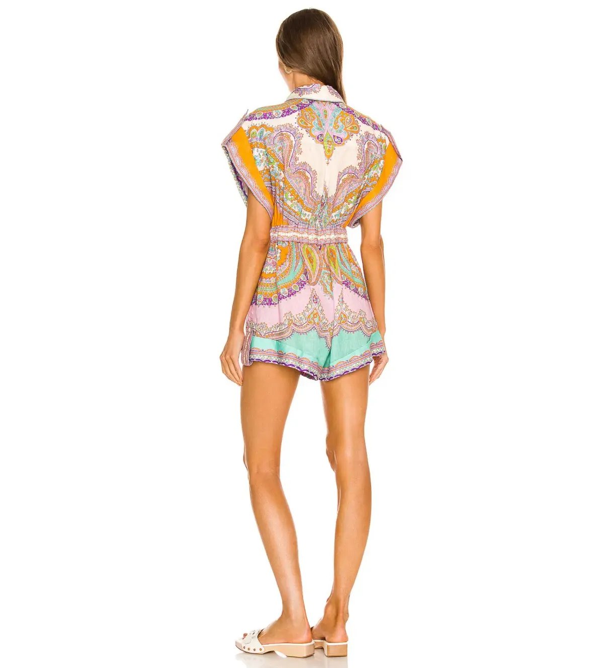 Zimmermann Lola Cuffed Playsuit Daisy Paisley Size 1 AU 10 photo 3