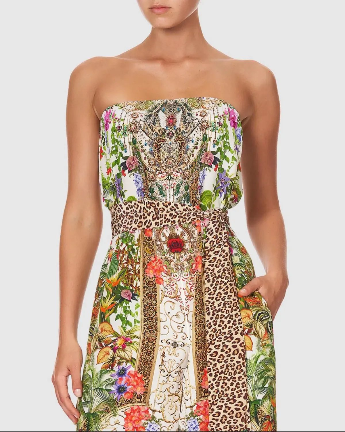 Camilla Fair Verona Tie Waist Strapless Jumpsuit with Belt Multi Size M/Au 12 photo 3