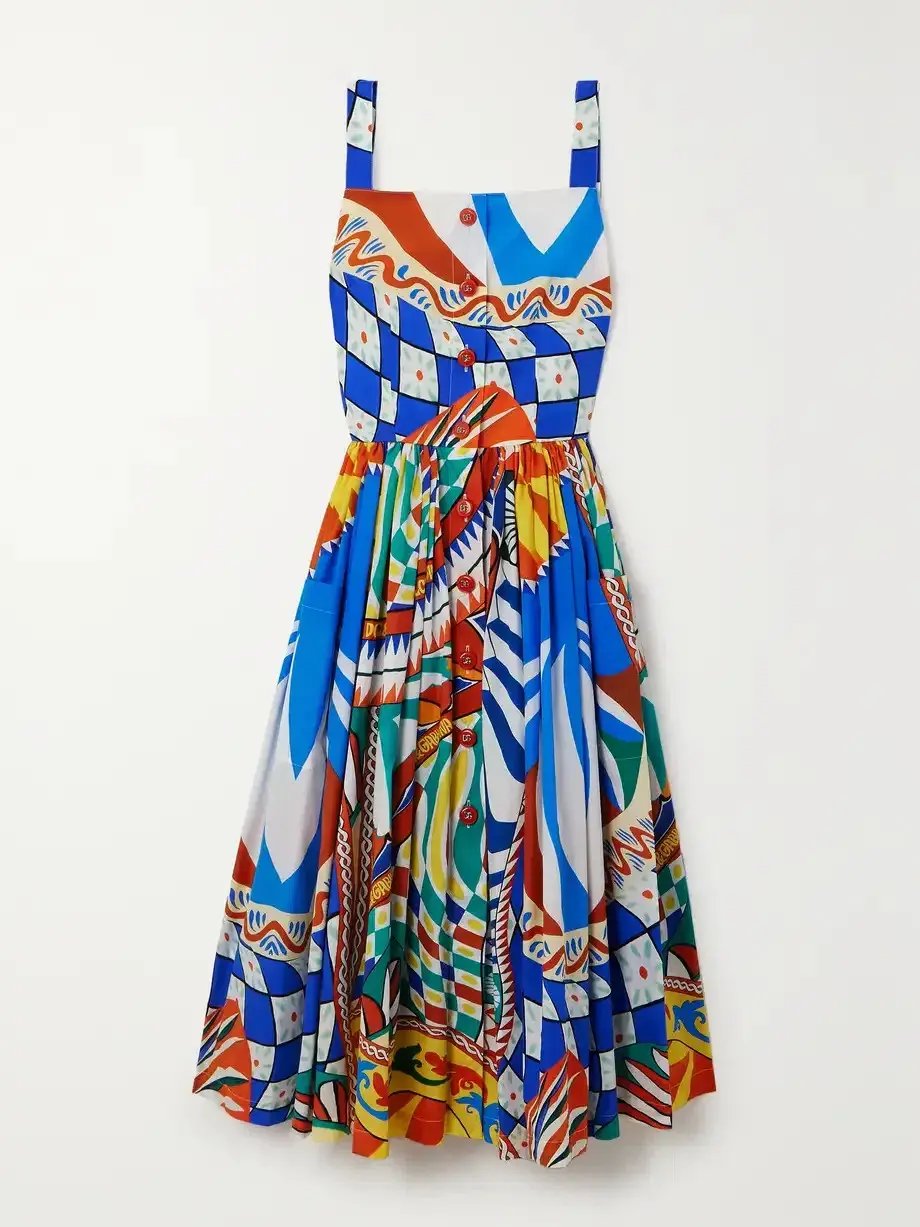 Dolce & Gabbana Carretto Card Psychedelic Sleeveless Midi Dress Multi Size EU 44 / AU 12 photo 2