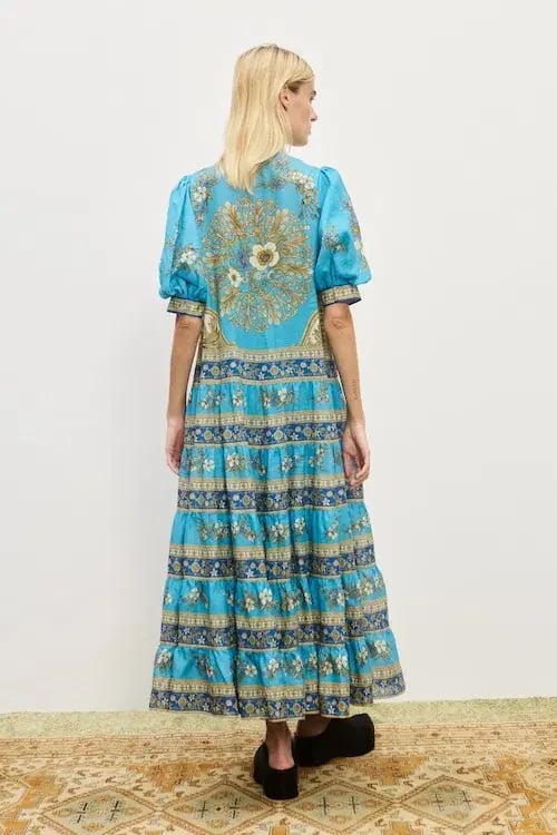 Alemais Cassie Tiered Midi Dress in Blue Size AU 12 photo 3