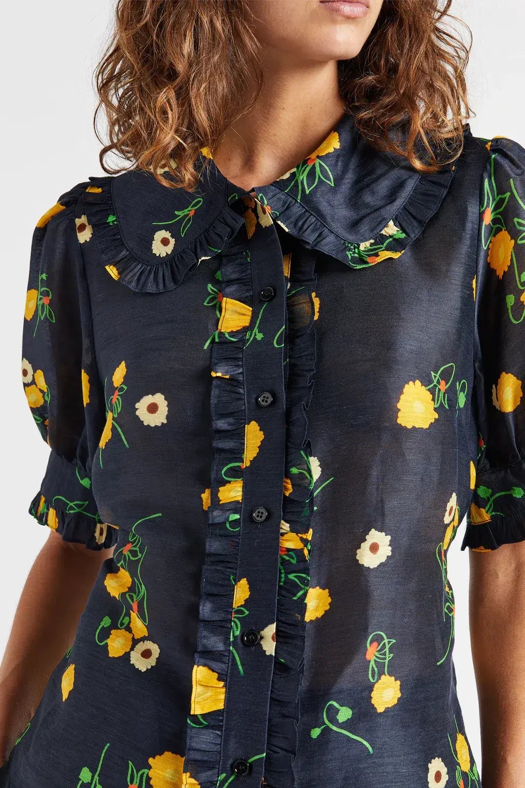Lee Mathews Ketty Blouse in Navy Floral Size 1/Au 8 photo 2