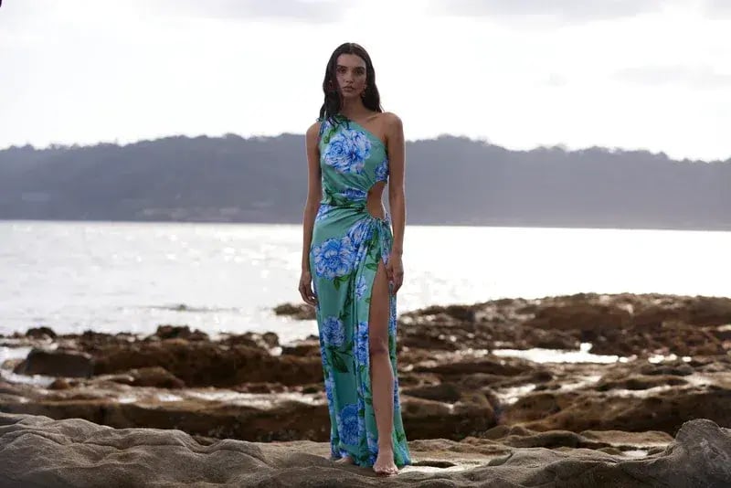 Sonya Moda Nour Azzuro Verde Dress Azzuro Verde Botanico Print Size 16 photo 2