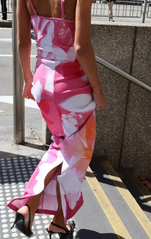 With Harper Lu Valentina Slip Dress Pink Hues Print Size 8 photo 4