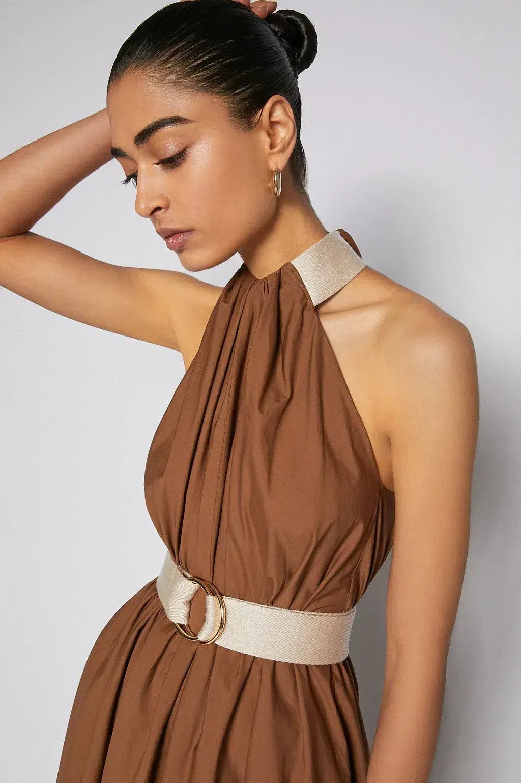 Scanlan Theodore Cotton Strapping Dress Coconut Brown Size 8 photo 4