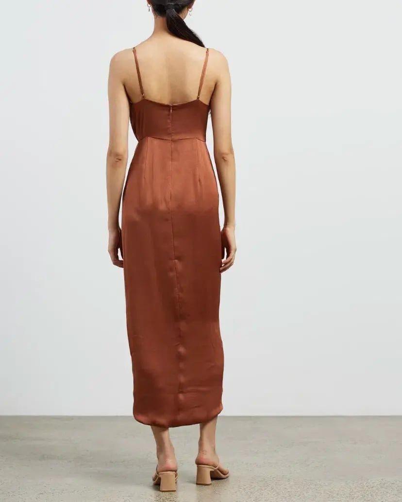 Shona Joy Luxe Tie Front Cocktail Dress Mocha Size 10 photo 4