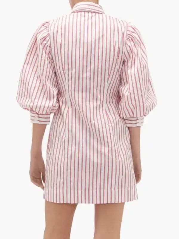 Ganni Stripe Cotton Mini Dress Print Size 8 photo 3