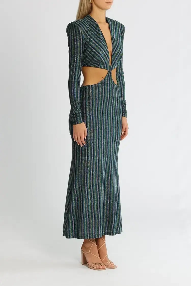 MISHA Despina Midi Dress Blue Disco Stripe Size 12 photo 2